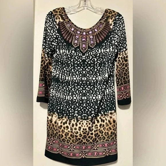 ECI New York jeweled animal print dress size M - Picture 1 of 7